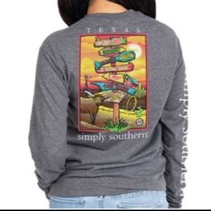 Simply Southern Texas State Long Sleeve Tee Size Large NWT